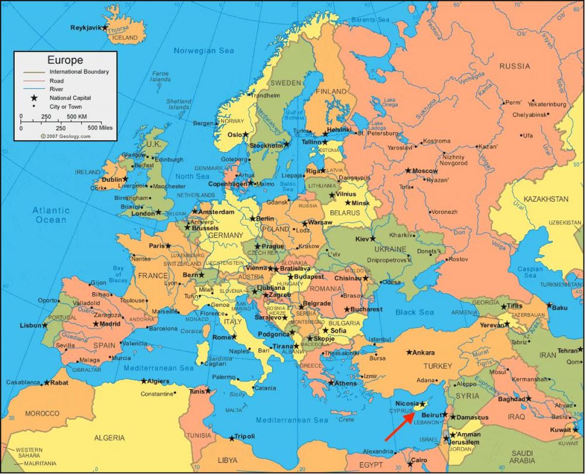 Położenie Cypru na mapie Europy Południowej
