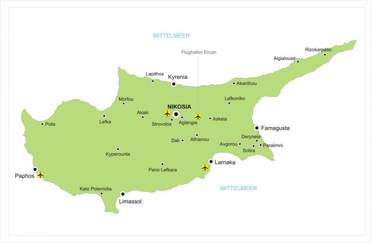 Mapa portów lotniczych na Cyprze