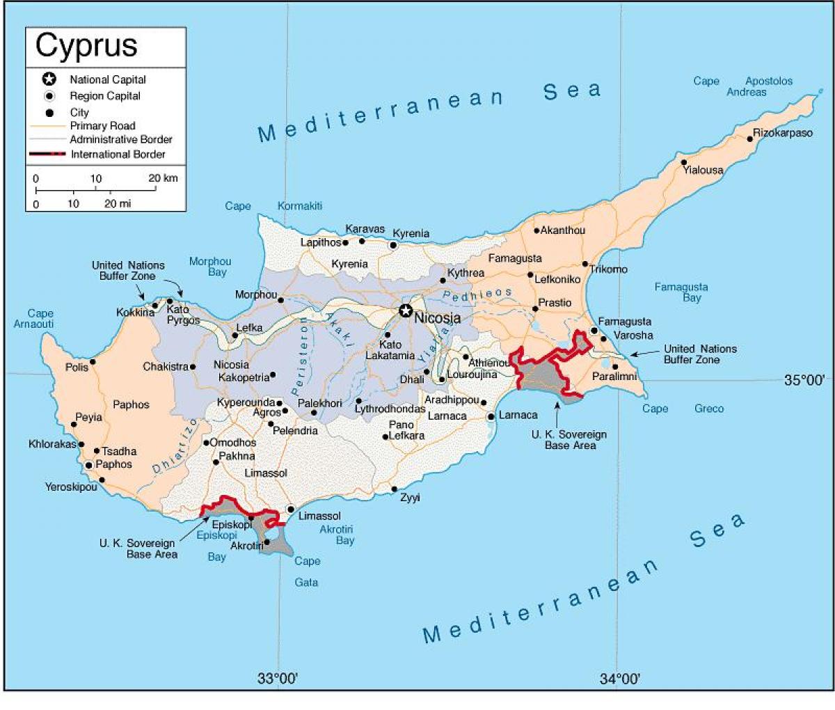 Mapa stolicy Cypru