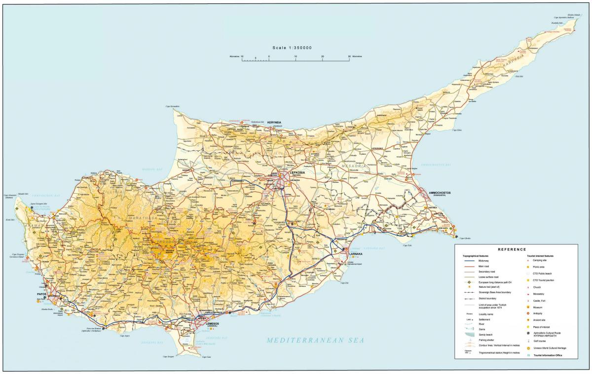Mapa autostrad na Cyprze